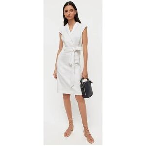 Ann Taylor White Sheath Midi Dress V-Neck Cap Sleeve